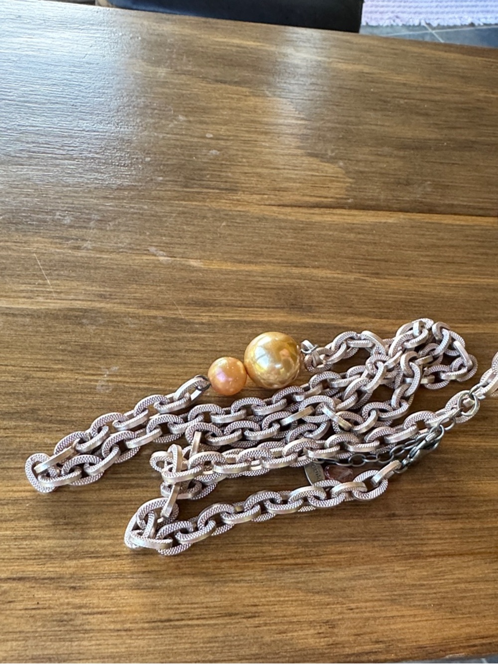 Sabika Rose colored Chain Necklace with Gold Accent Beads